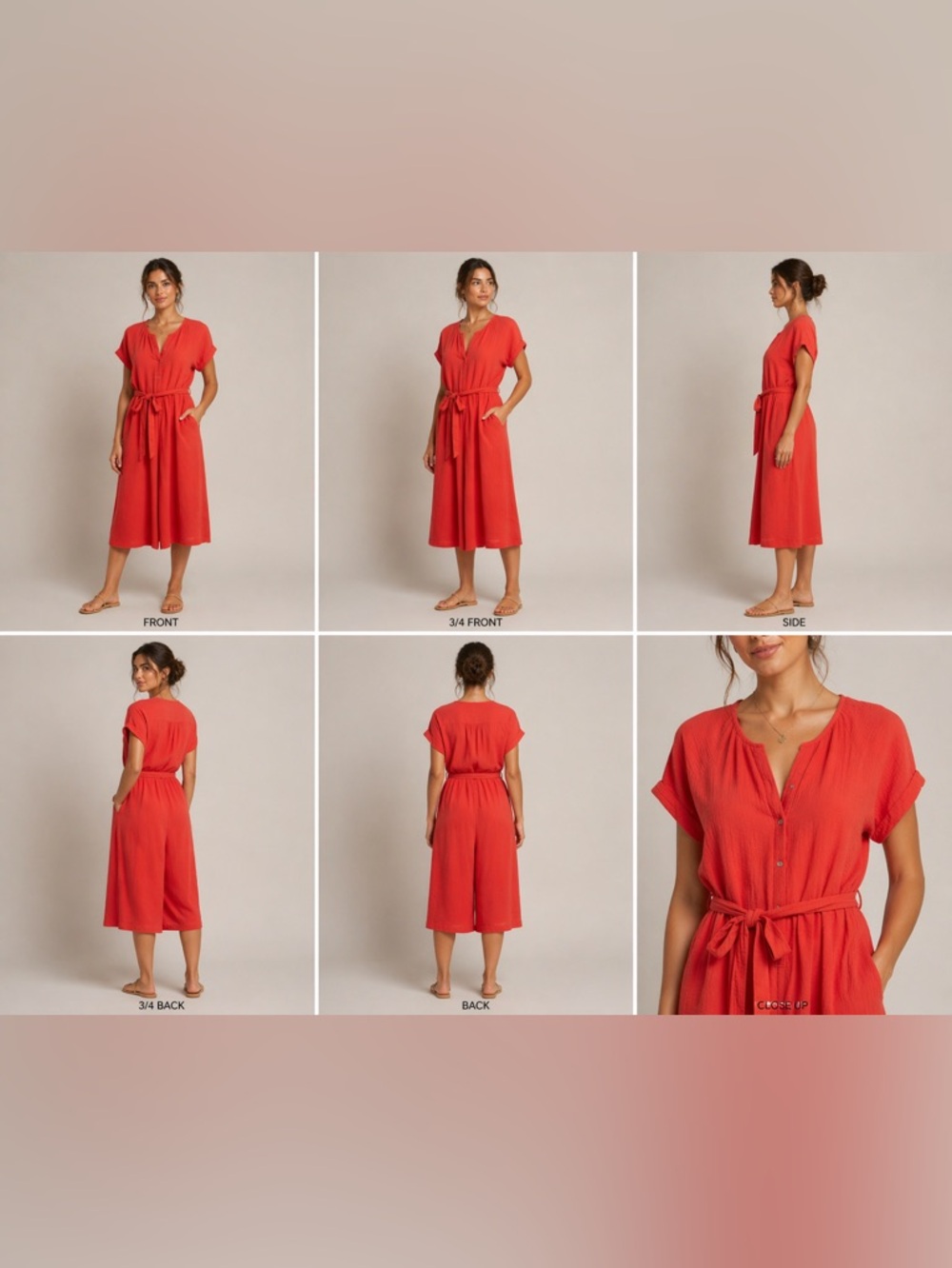 Tommy Bahama Coral-Red Short Sleeve Tie, Lon romper , final sale thank you 🙏🏼